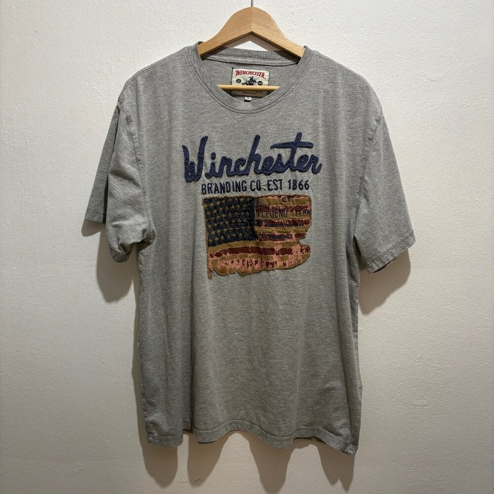 Vintage Winchester short sleeve crew tee with print, applique & embroidery RARE